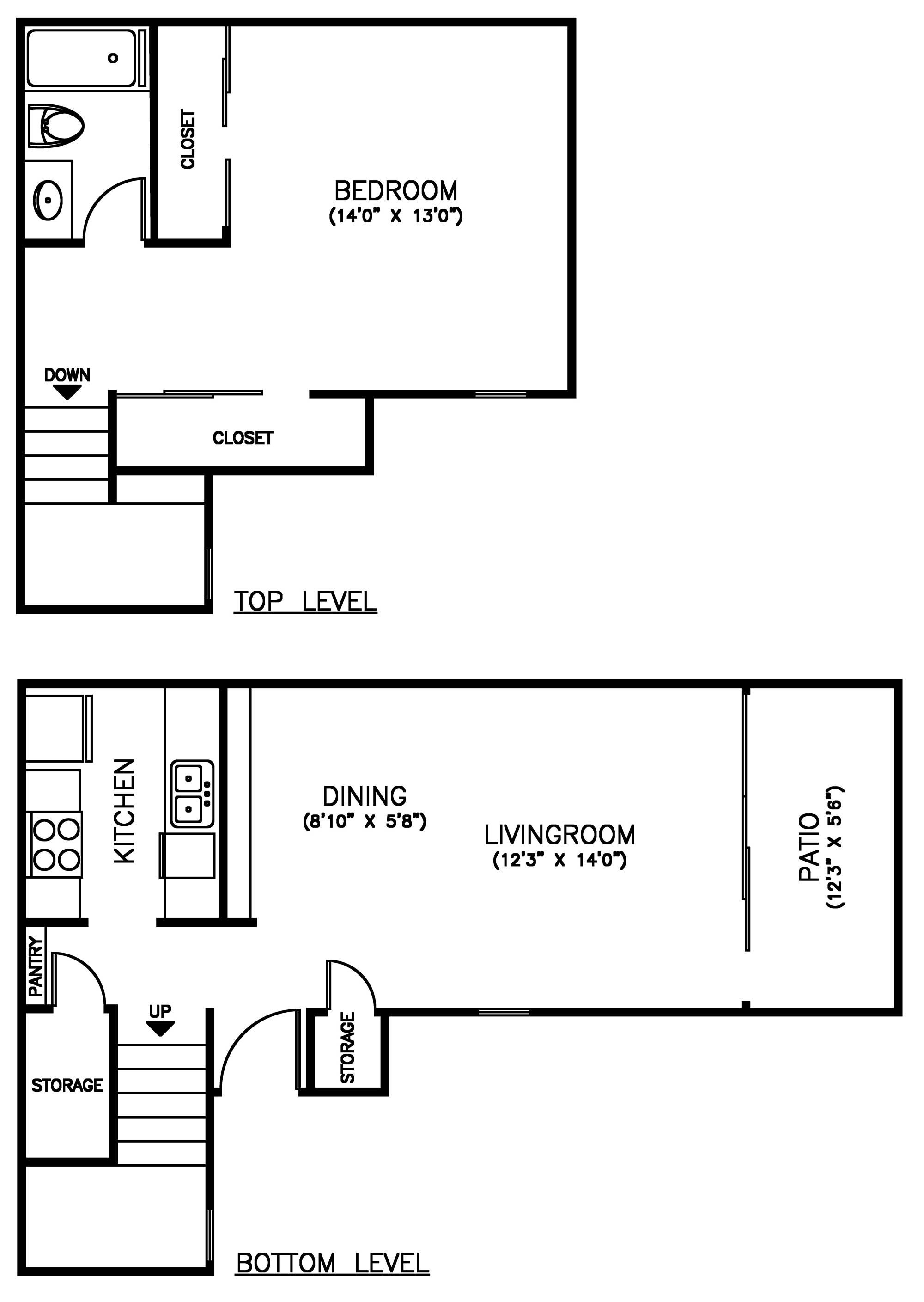1 Bedroom 1 Bath Loft Floorplan