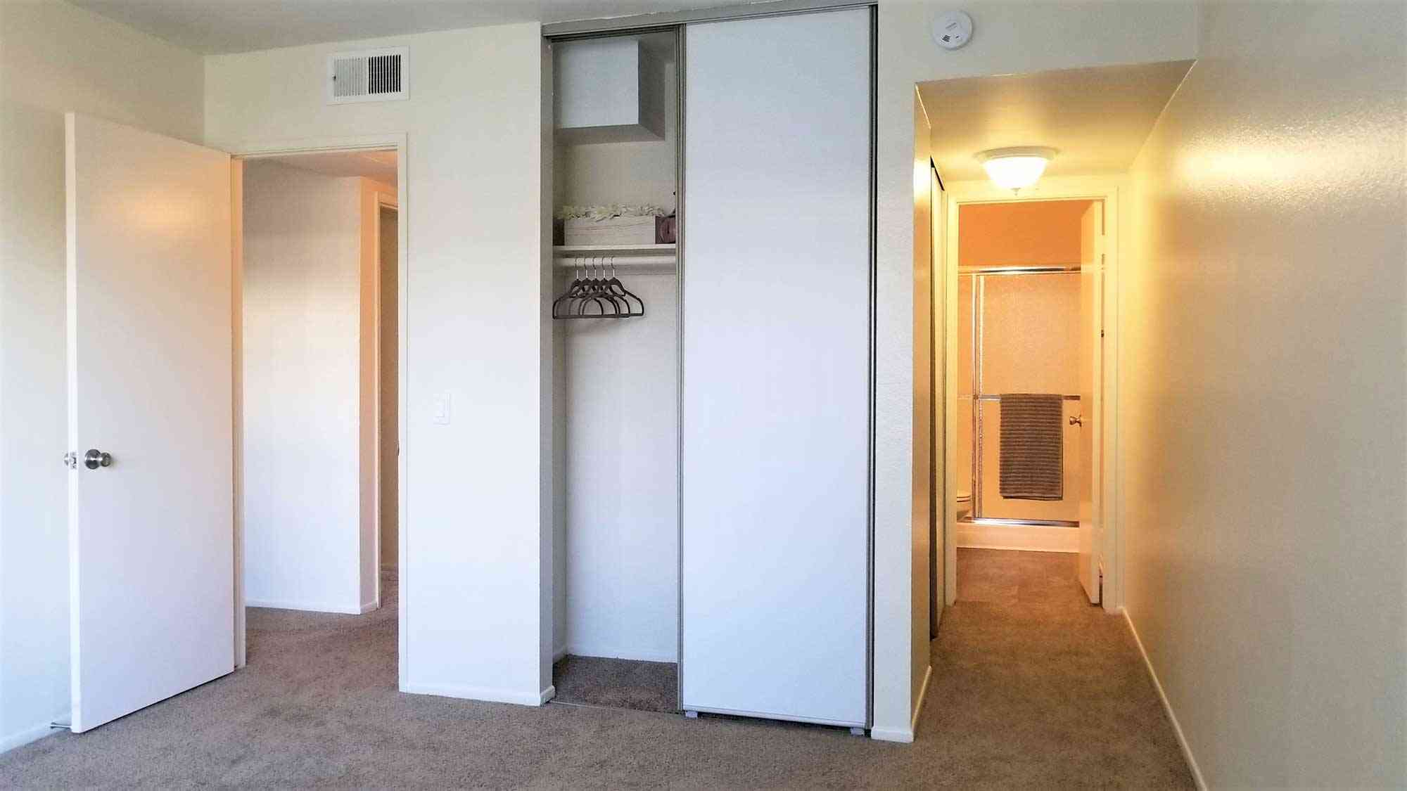 master bedroom with en suite bathroom entrance